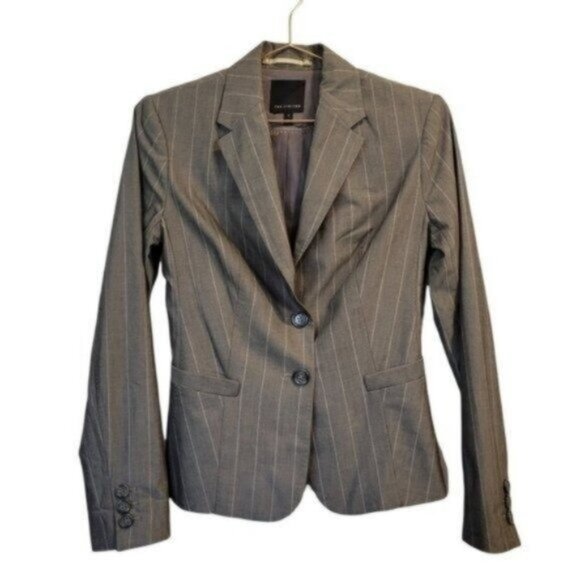 The Limited | Stripped Two Button Down Blazer Jacket Gray - Picture 1 of 6